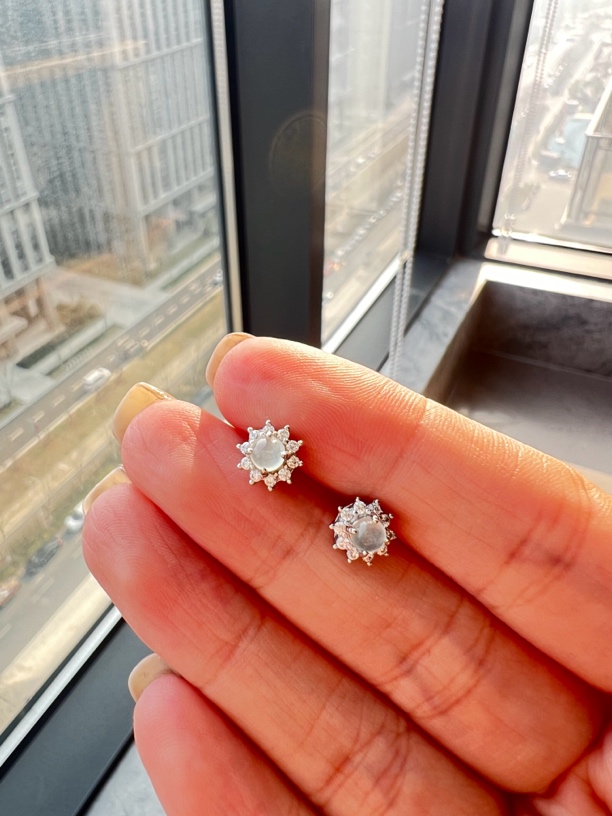 【懿芯珠宝】银镶 高冰晴底蛋面耳钉 天然缅甸A货翡翠 （48h鉴赏期）