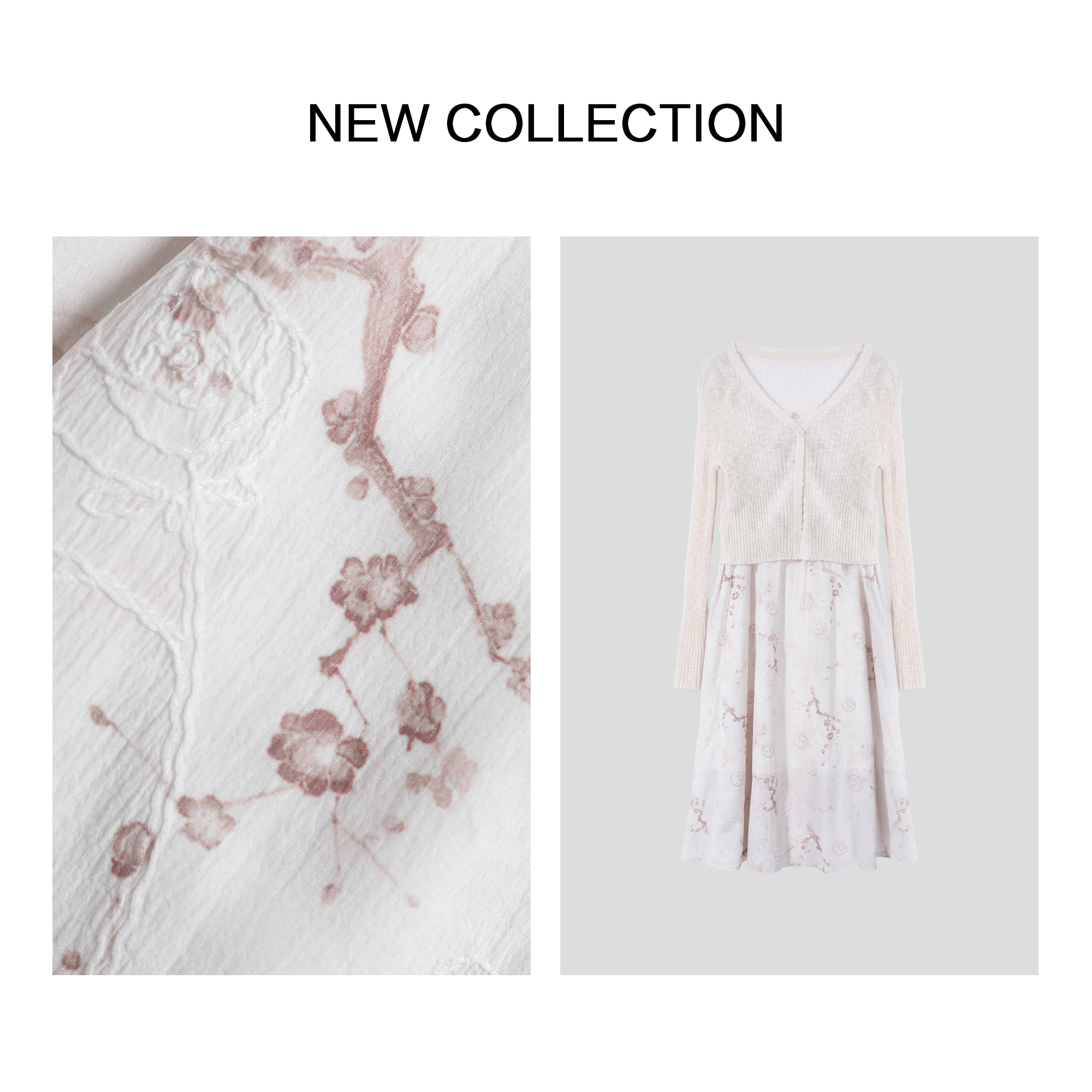 【珊珊专属】 优雅纯色外披+印花连衣裙 L5F26061-6061