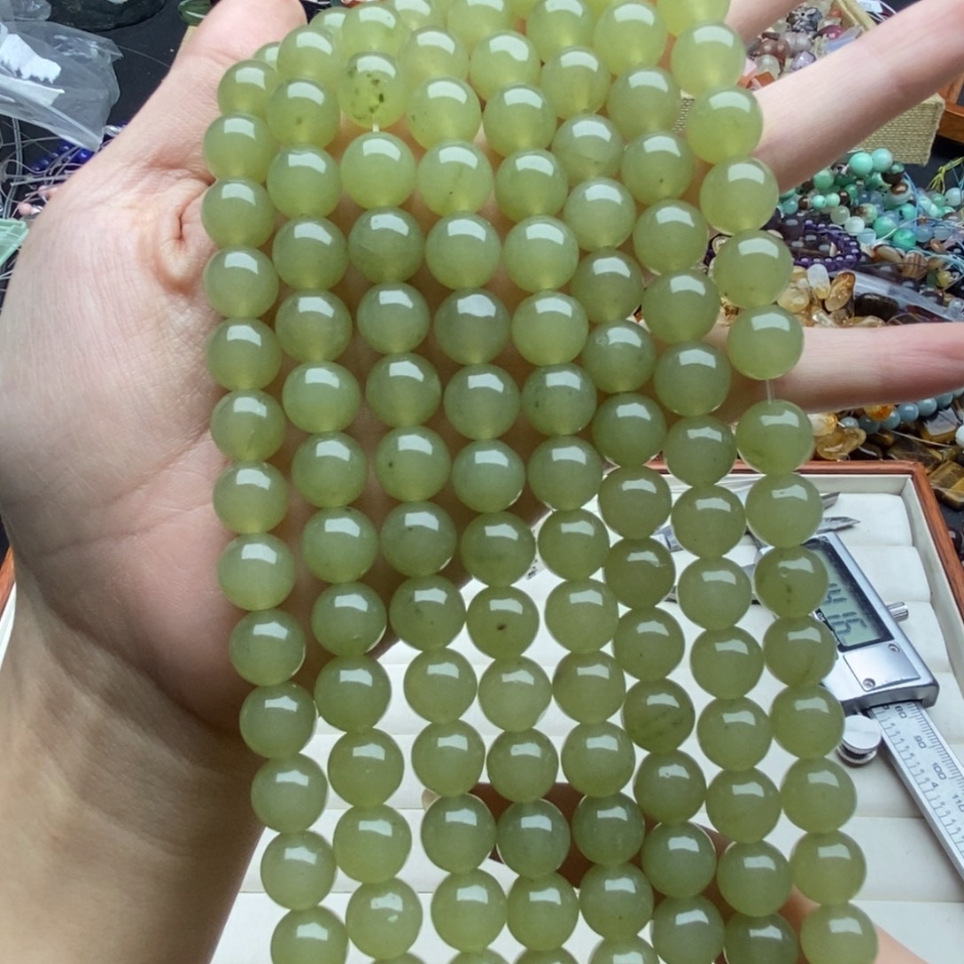 玛瑙/玉髓未镶嵌珠宝半成品一条装清水绿玉髓圆珠10mm