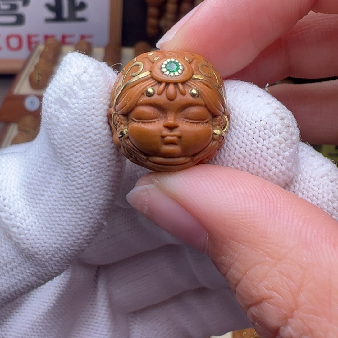 猴头核桃把件镶嵌款扎基拉姆全品有正常封口线