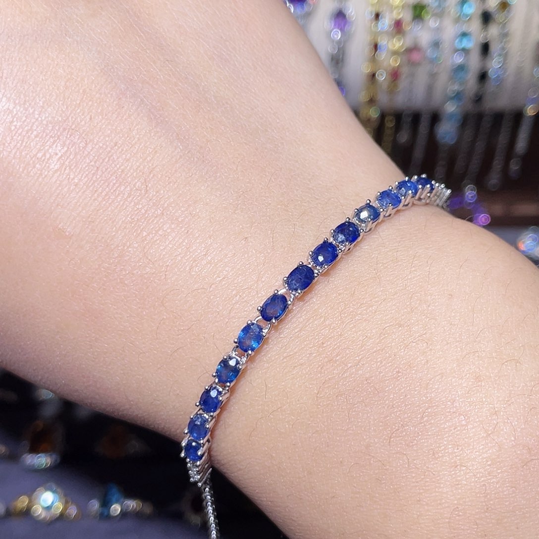 蓝宝石手链银S925镶嵌