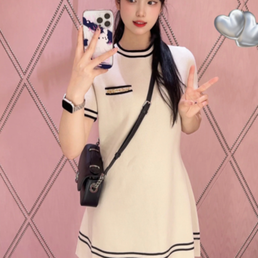 99新 GUCCI/古驰 2b008/GG提花羊毛圆领短袖连衣裙 羊毛 S码