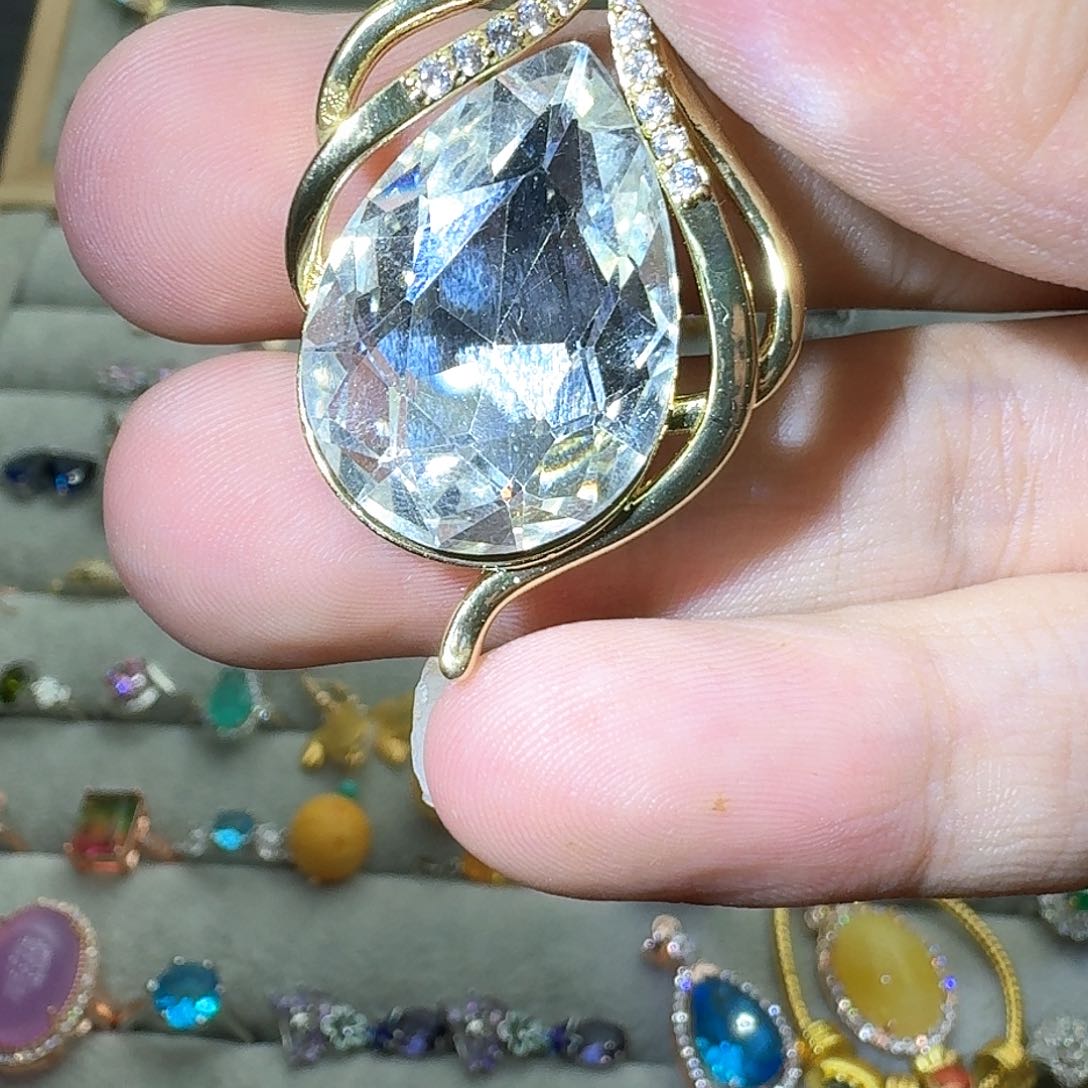 绿水晶戒指银S925镶嵌