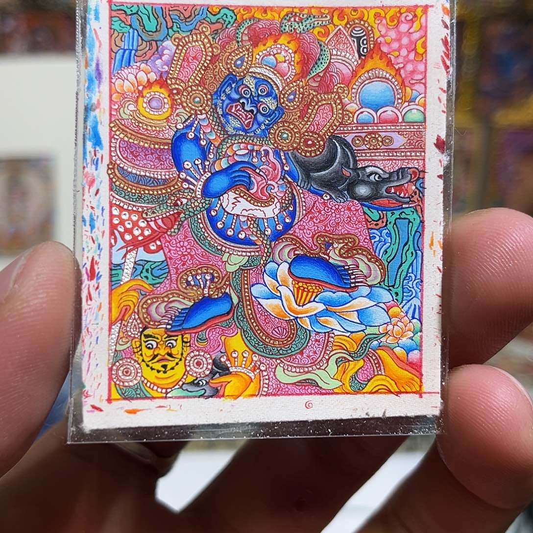 吊坠青海热贡纯手绘黑财