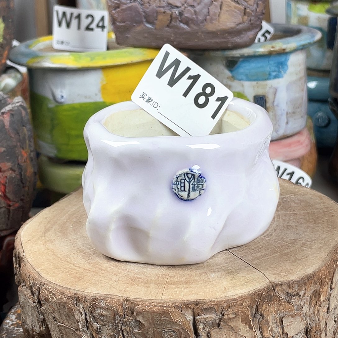 紫砂花盆色釉简约 手捏 内口6.5