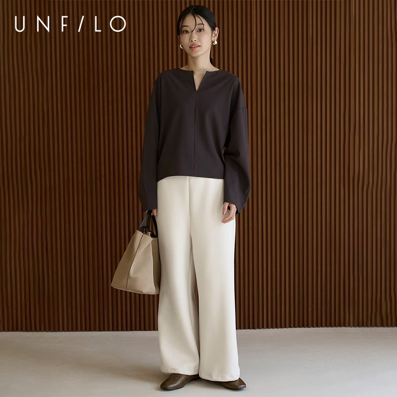 【UNFILO】秋冬新款休闲宽松简约百搭设计款舒适裤女装