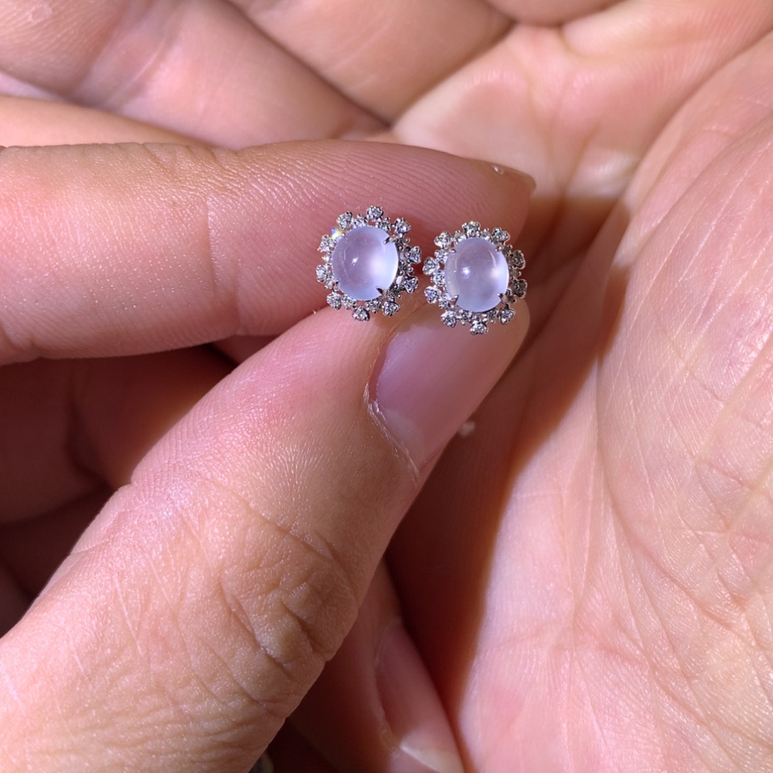 翡翠18K金镶嵌耳饰翡翠