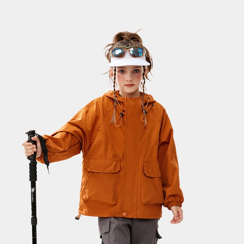 2025新款男女童外套运动风春秋户外登山冲锋衣防风防水拉链衫
