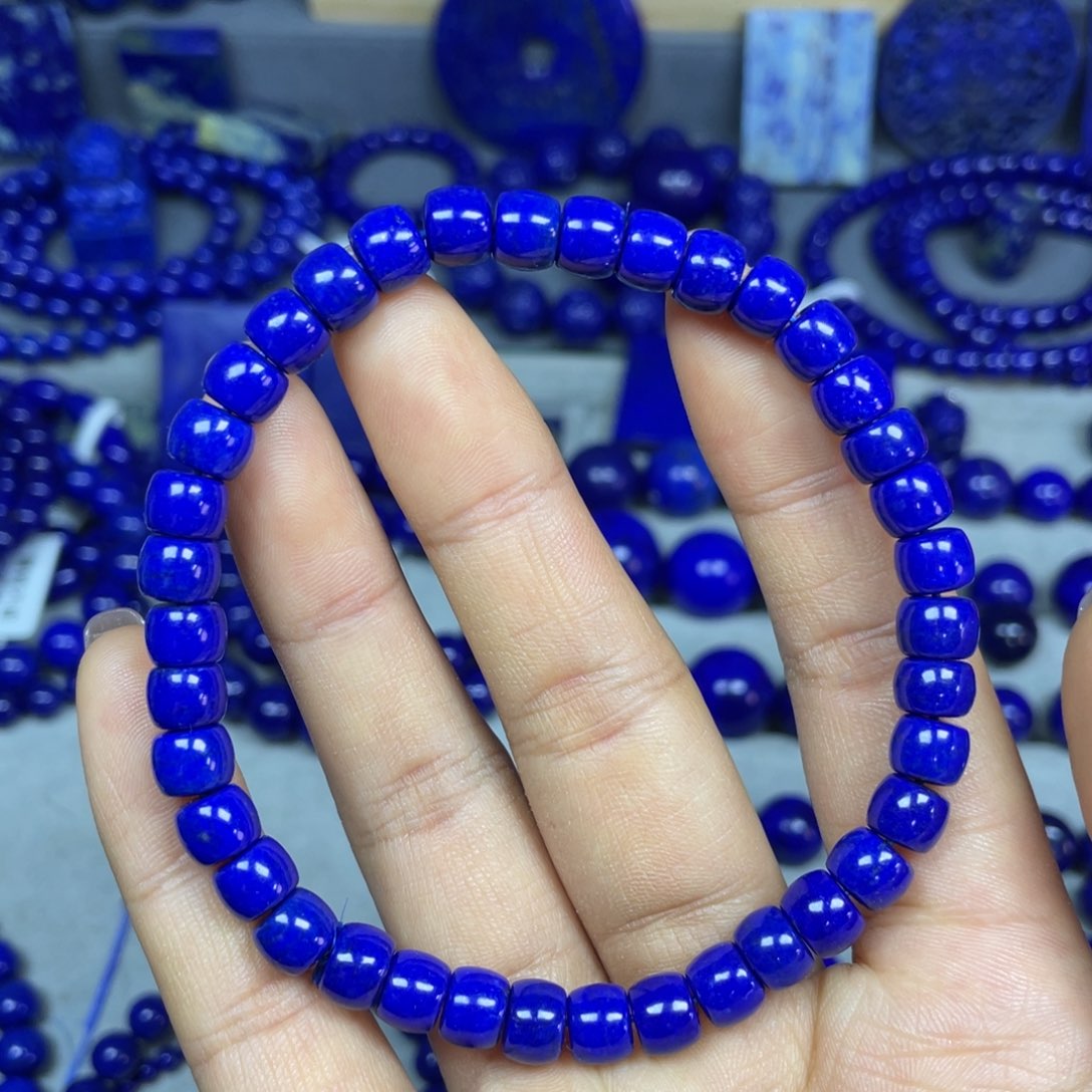 青金石7×5mm老型直切手串未镶嵌一**散