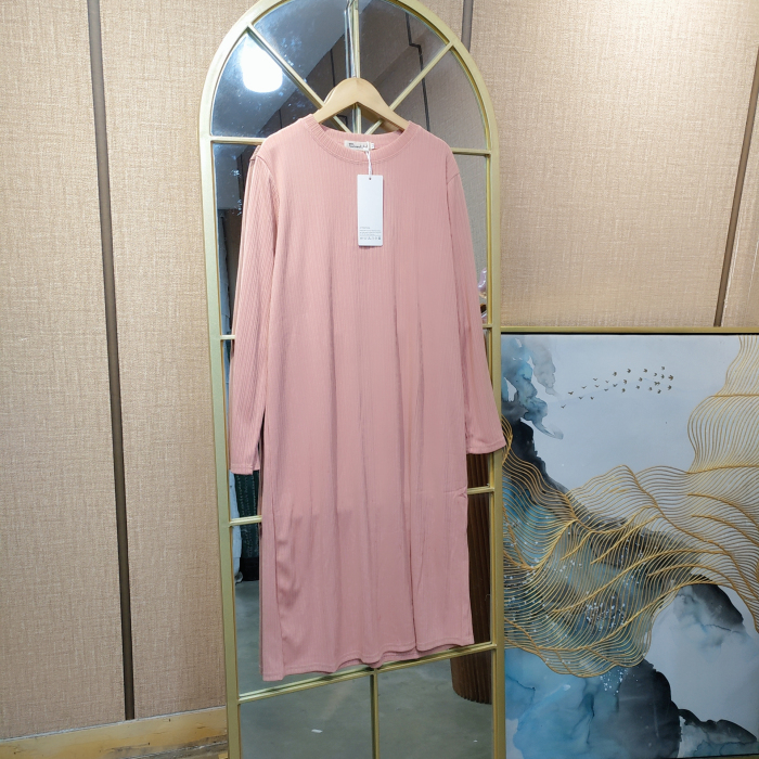 CJ69孕妇粉色连衣裙M90-120L130XL140