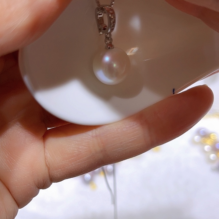 淡水珍珠白珠银色万能扣未镶嵌