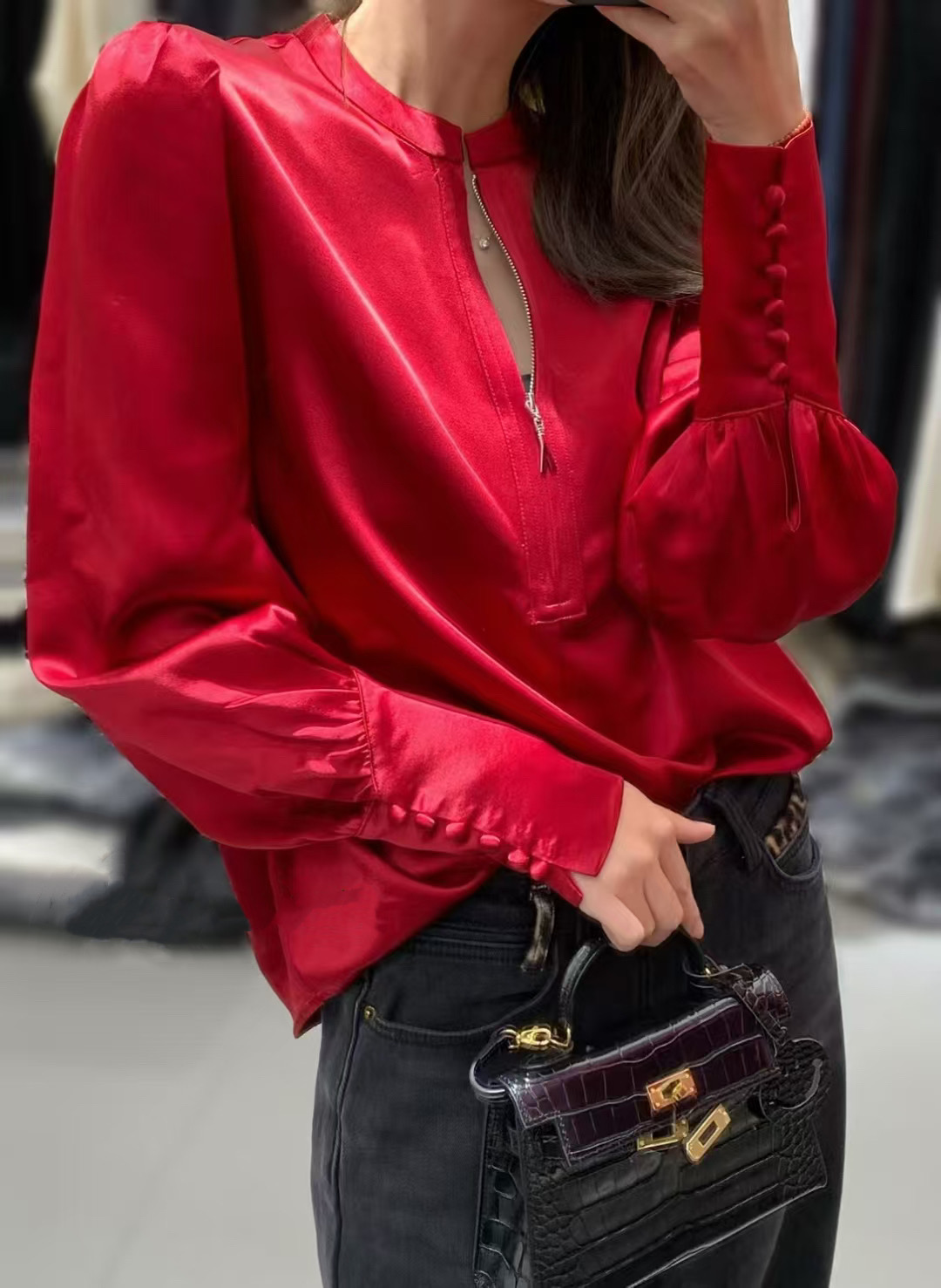 2025年春季新品女装修身显瘦时尚气质洋气小衫打底衫衬衫8186