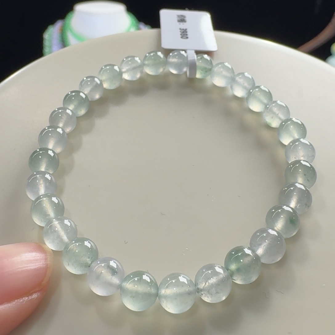 翡翠未镶嵌手链高冰晴钢单圈卡6mm