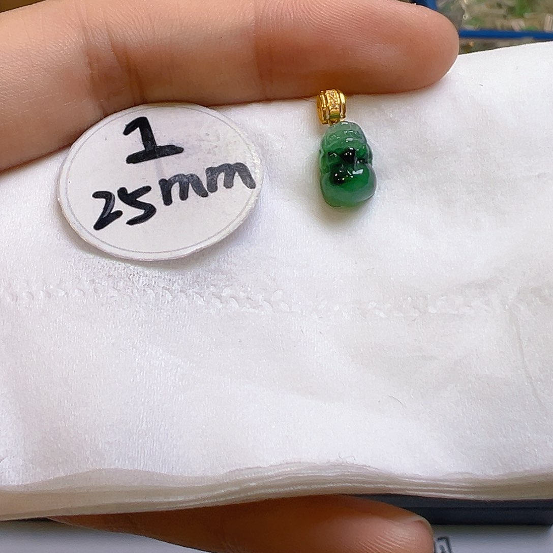 翡翠吊坠(不含链)18K金镶嵌翡翠