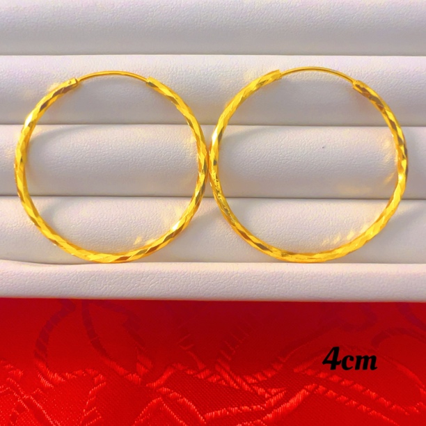 铜合金耳饰 EH006新款时尚休闲百搭轻奢金丝棱形耳环4cm