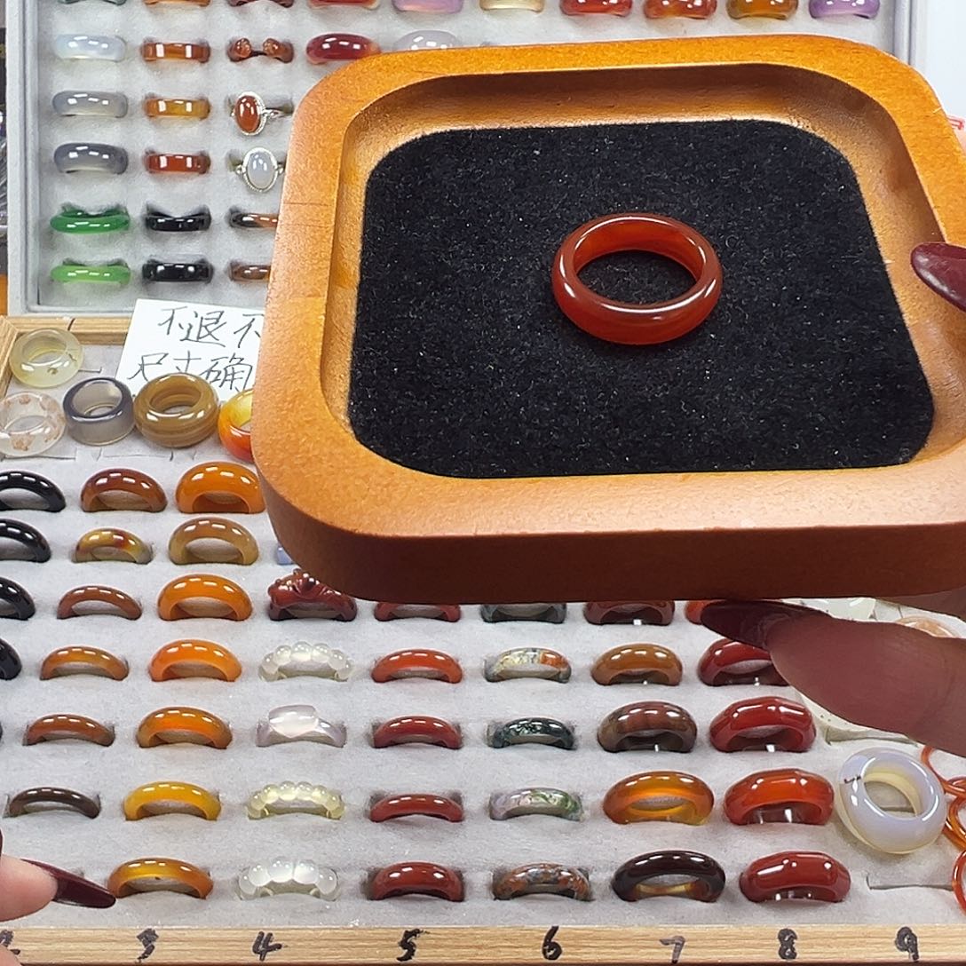 玛瑙/玉髓未镶嵌戒指A4不退换17.2港15