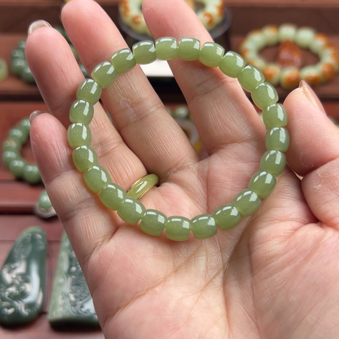 岫岩老玉（透闪石质玉）手链未镶嵌帛**熹