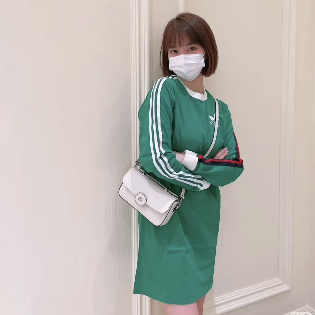 99新 GUCCI/古驰 dp19/logo印花中长款连衣裙 棉 m码