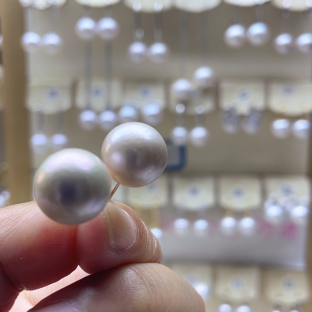 银S925镶嵌淡水珍珠耳饰