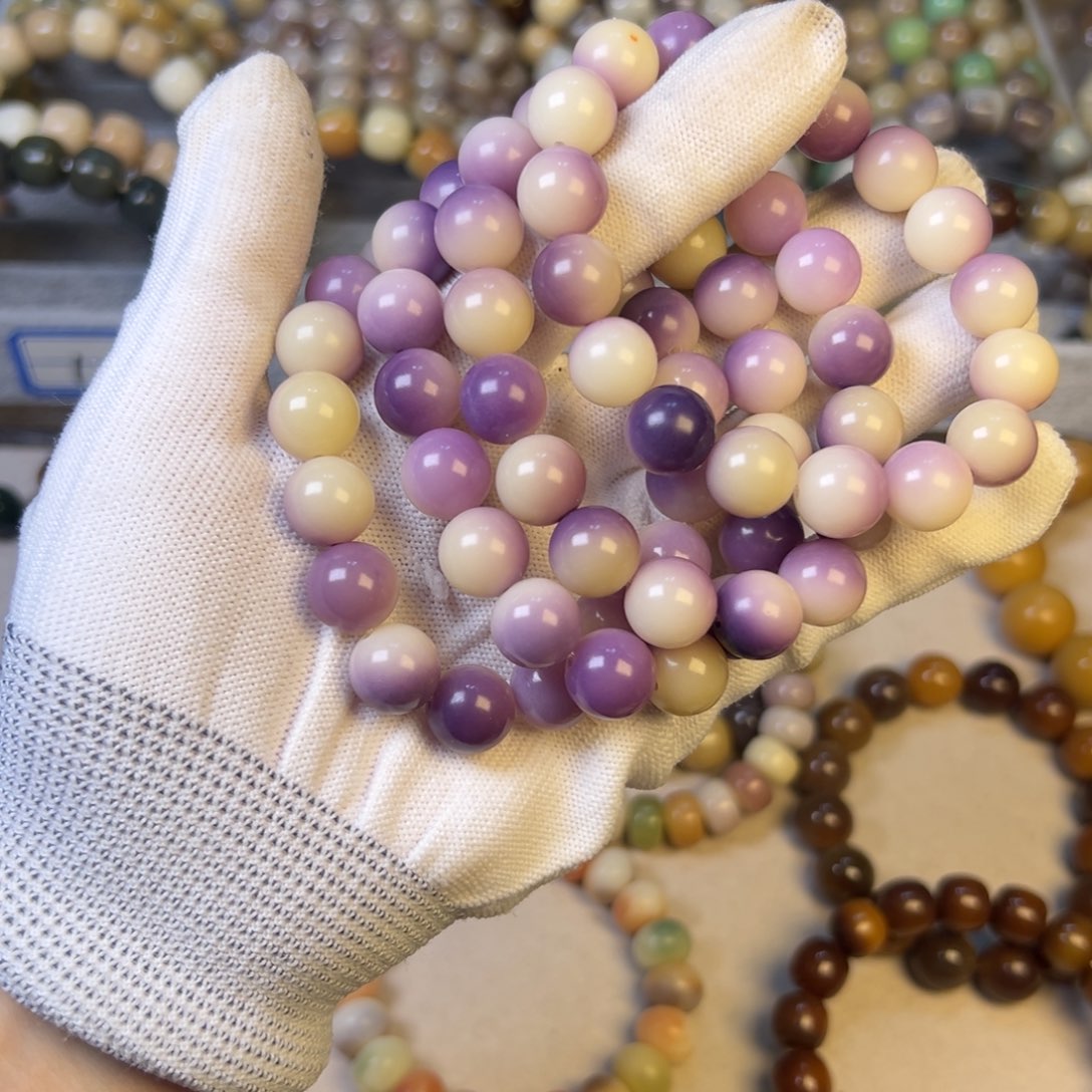 菩提根/象牙果手串紫飘圆珠卡12