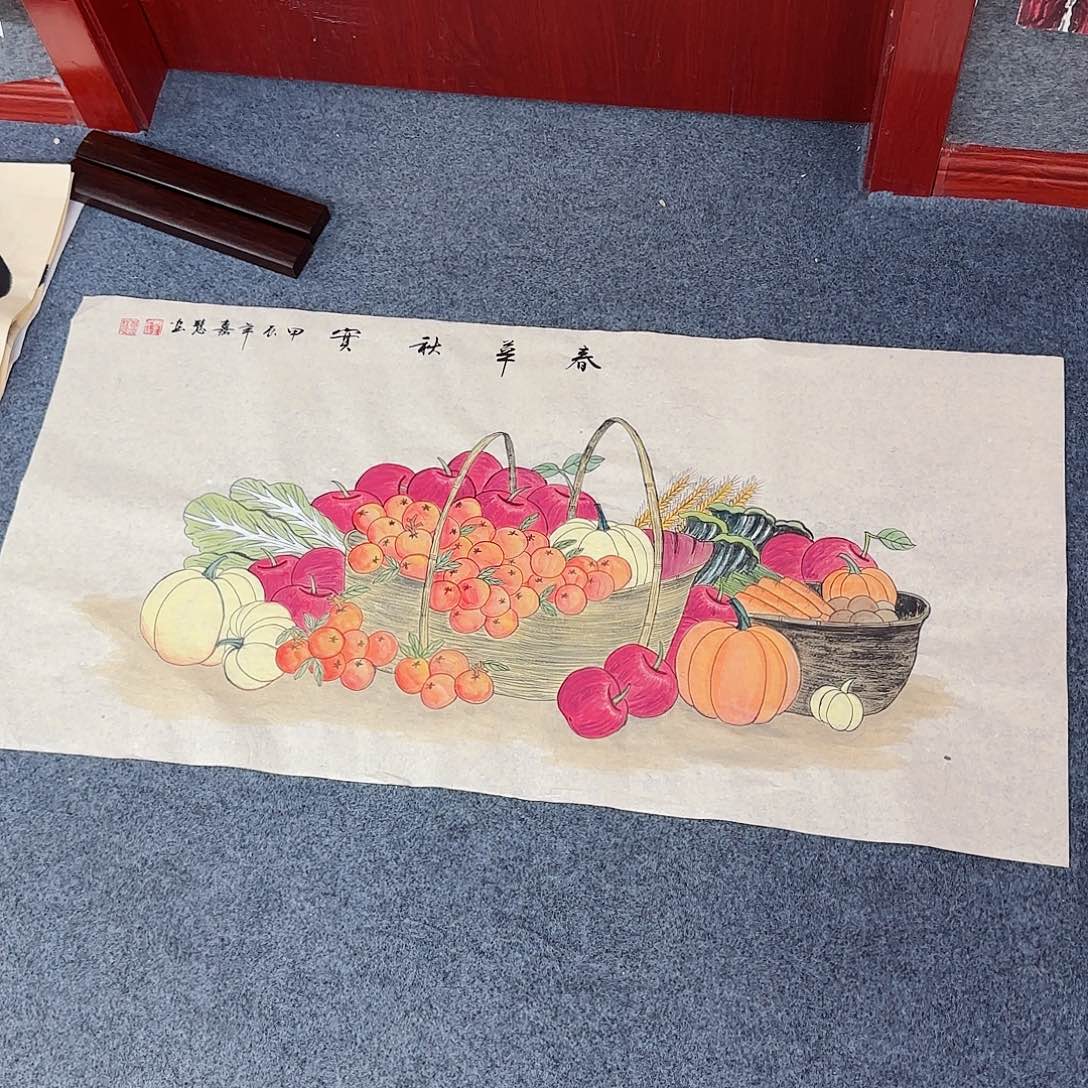 国画尺寸50X100手绘作品 