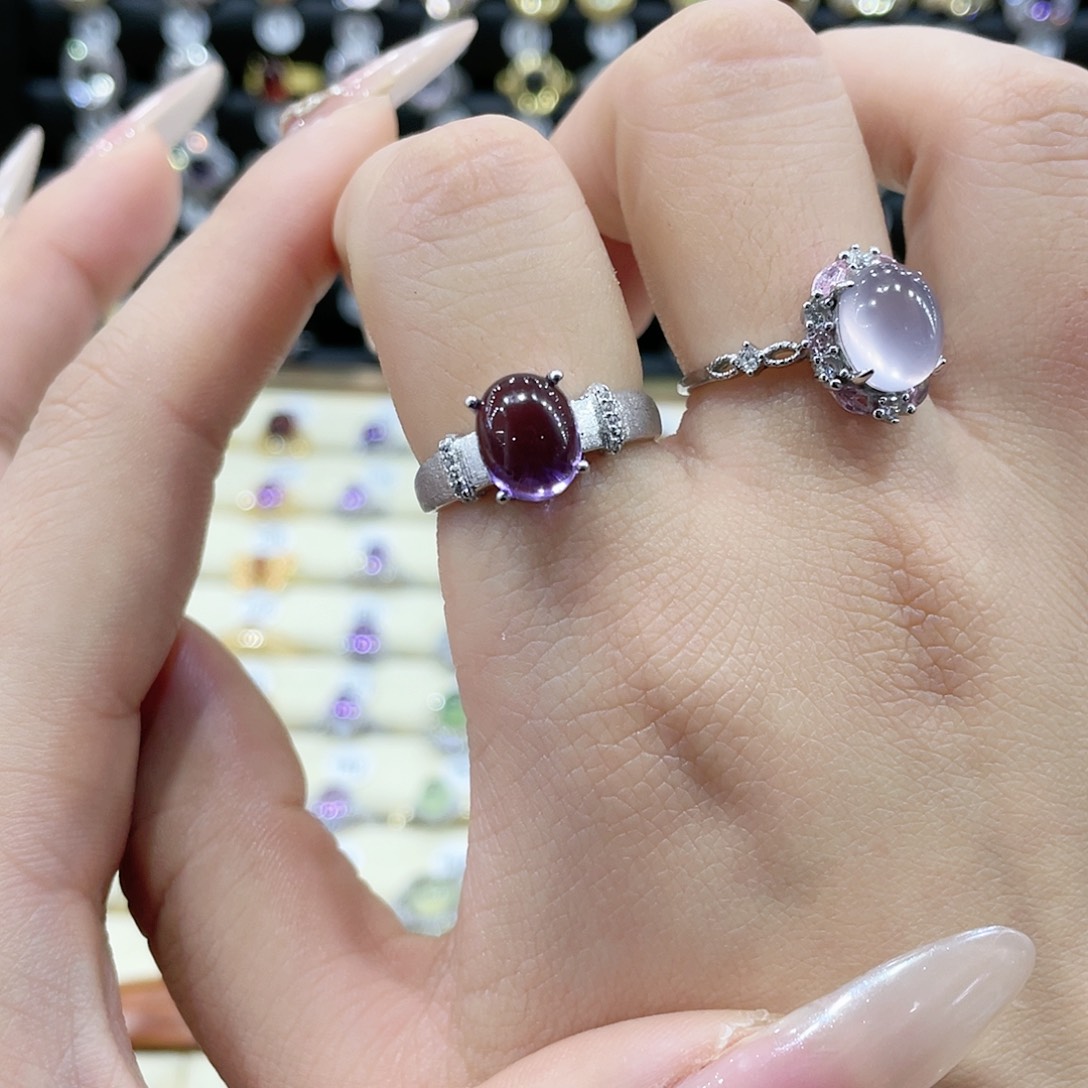 紫晶戒指银S925镶嵌戒指