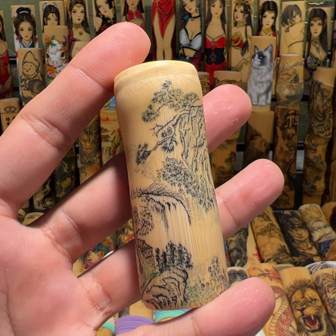 手工针刺山水小墩