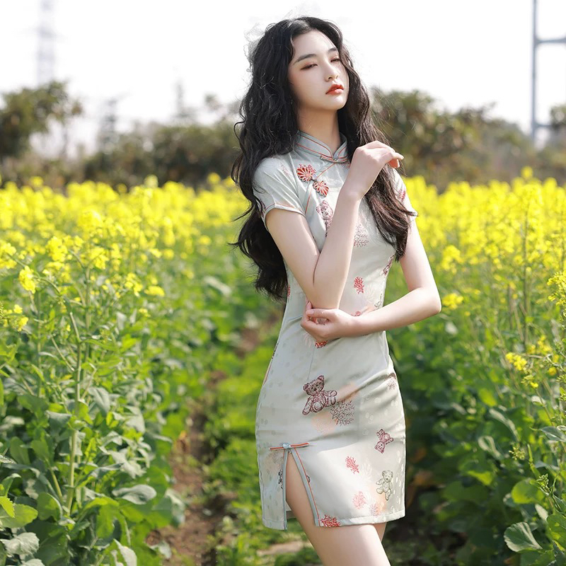 9848-旗袍2025年新款改良夏季年轻款少女小个子国潮