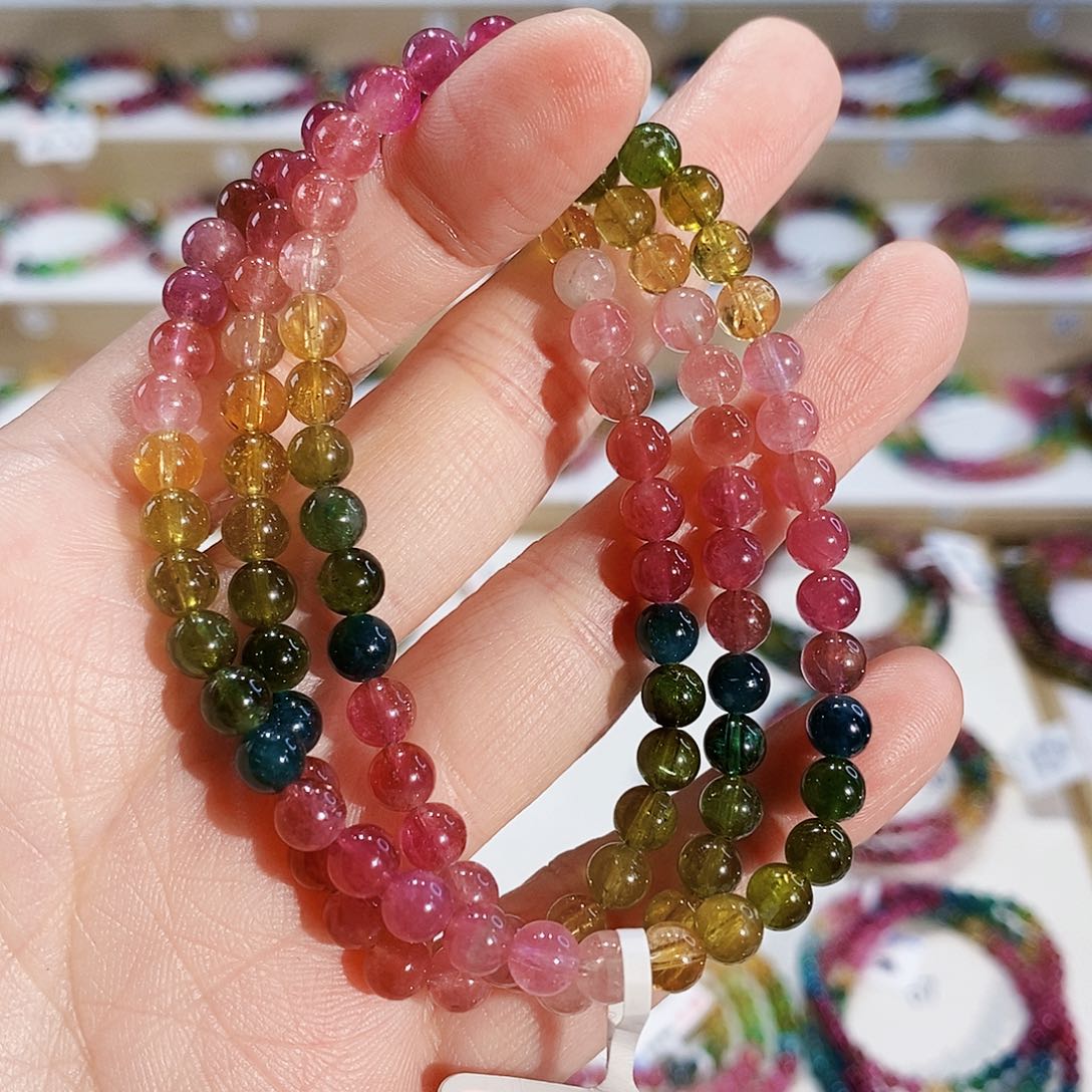 碧玺手链未镶嵌G2470三圈颜色微差