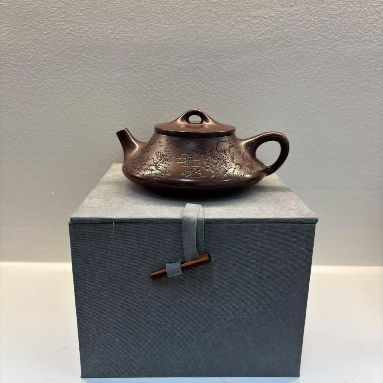 慕子-文化——龙血砂刻绘汝瓢-紫砂壶