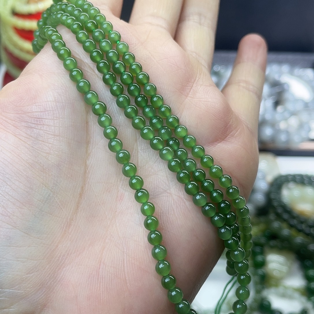 和田玉（糖玉）未镶嵌手链碧玉小米珠4mm