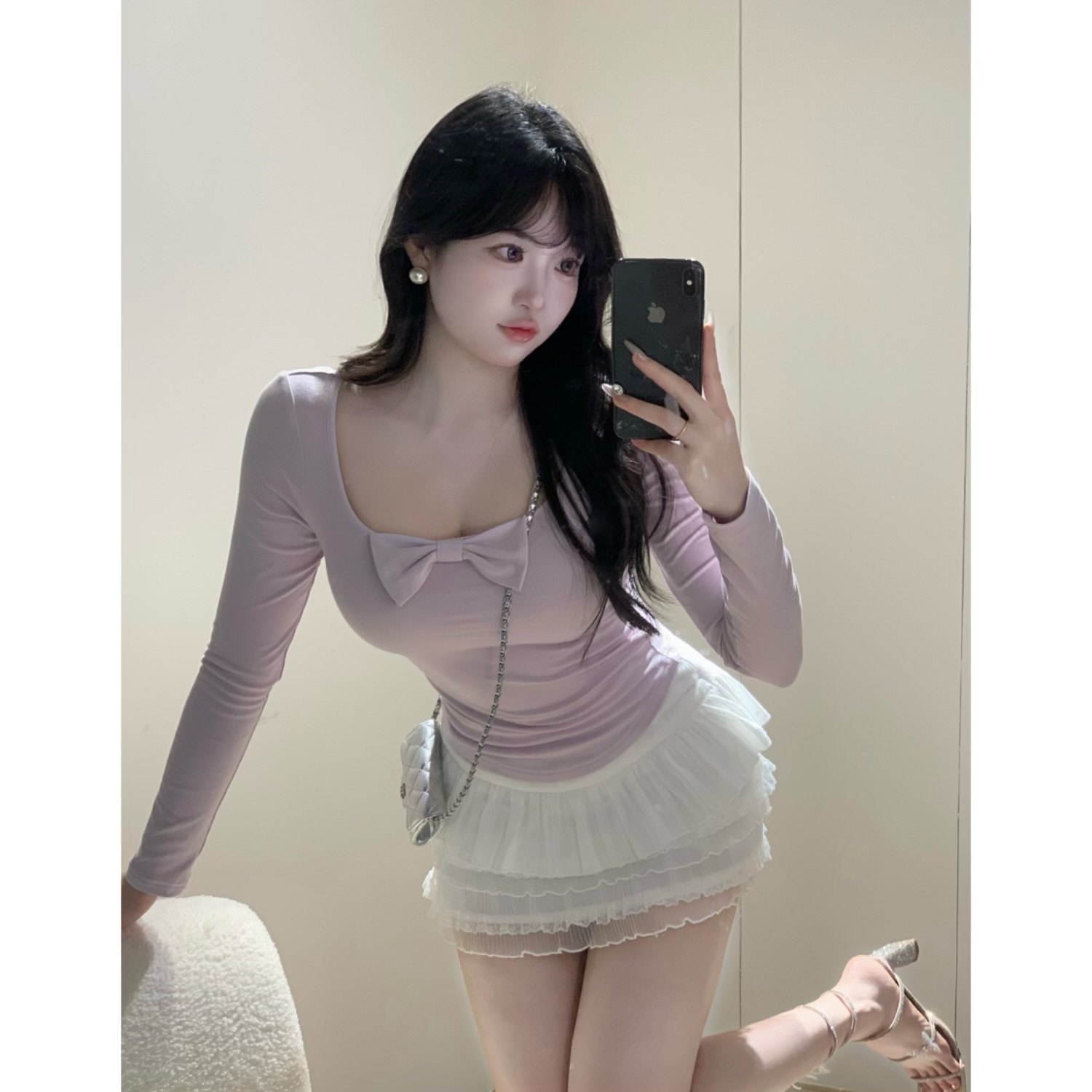 MengFairy清清【基础团宠】纯欲甜美打底t恤百搭针织长袖上衣4984