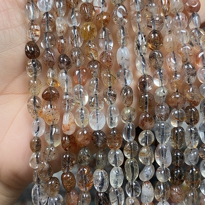 玛瑙/玉髓未镶嵌珠宝半成品天然高透黑金超七一条卡5mm
