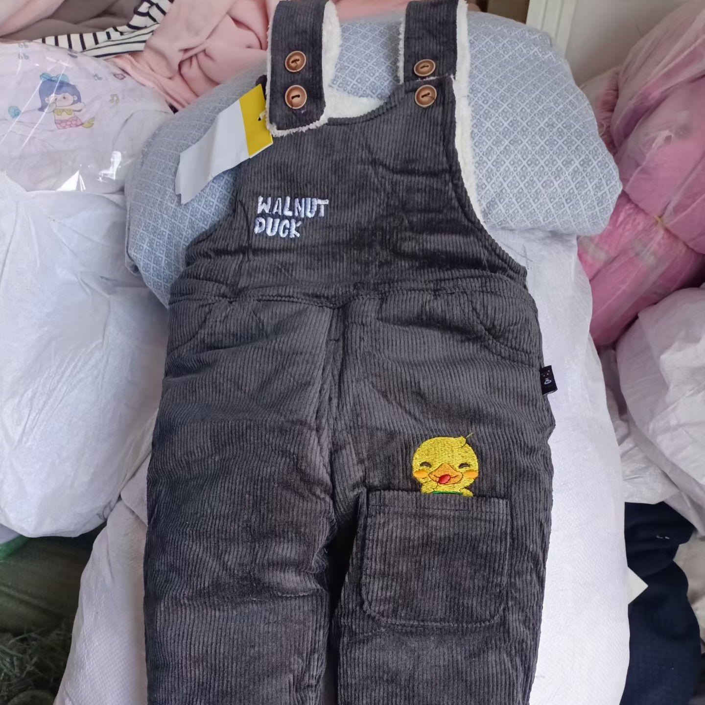 羊羔毛加厚背带裤两用裆80-110