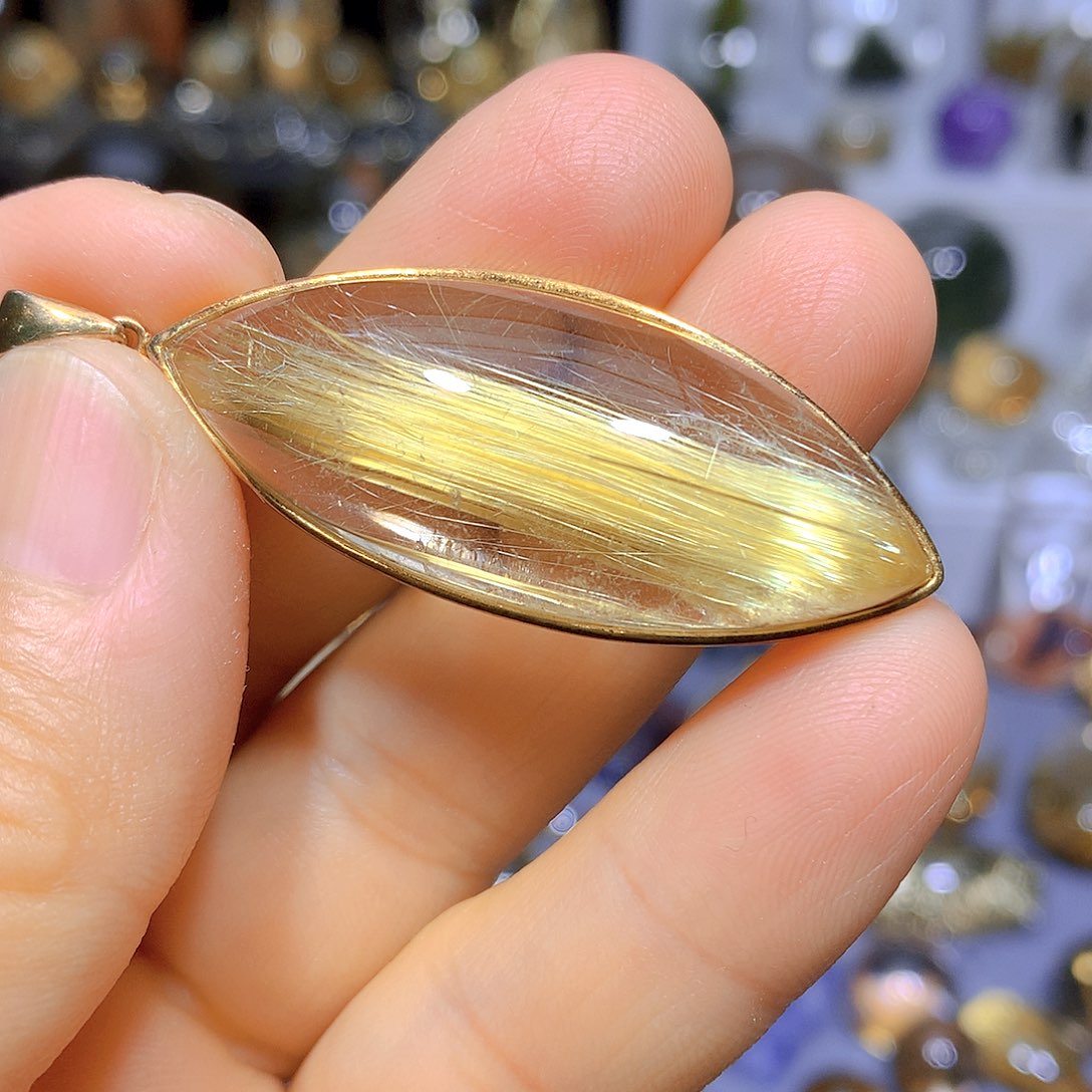 吊坠银S925镀金镶嵌水晶天然水晶