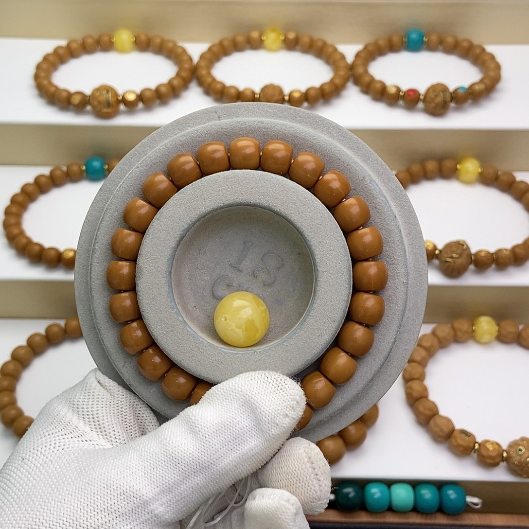 猴头核桃手串?*猴头核桃手串直切原 黄