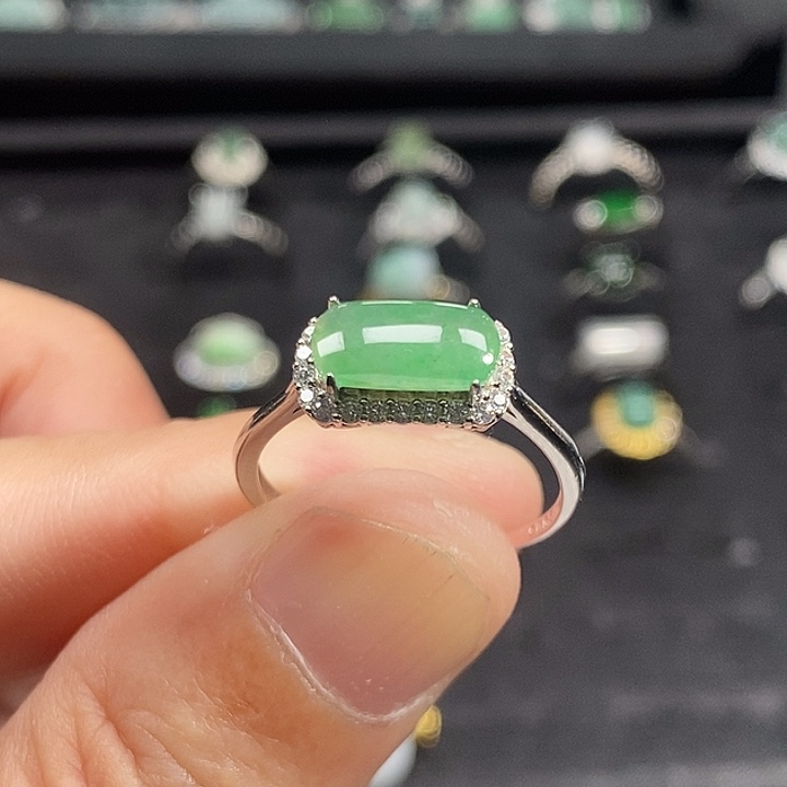 翡翠银S925镶嵌戒指