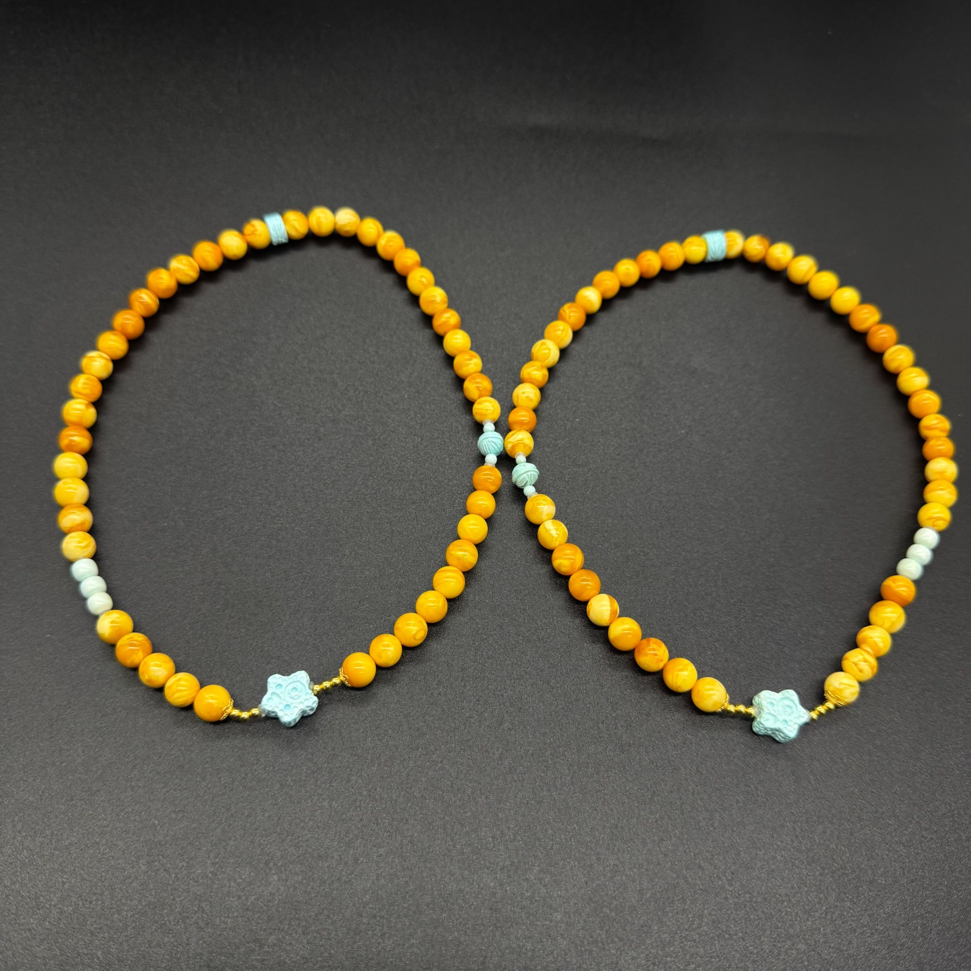 【景旺.清淼专属】【星星向荣】7mm+瓷高白花蜡手串@多样性发其中一件