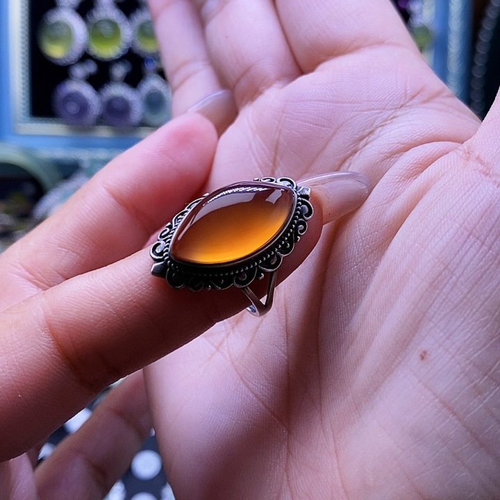 小***伟岫玉银S925镶嵌戒指