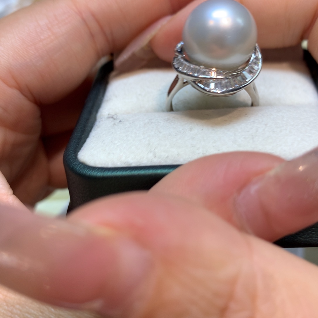海水珍珠戒指银S925镶嵌