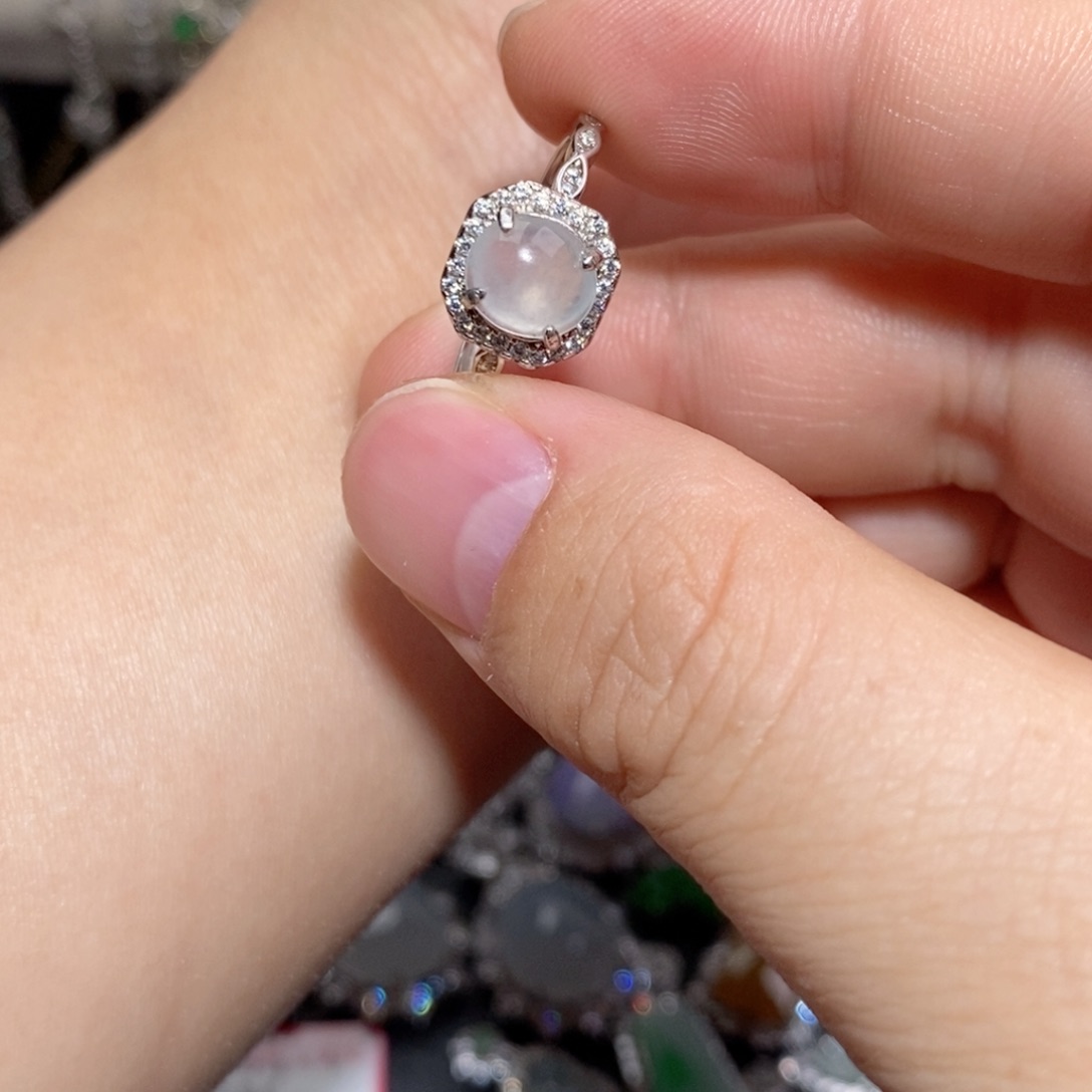 翡翠戒指银S925镶嵌n j kn k