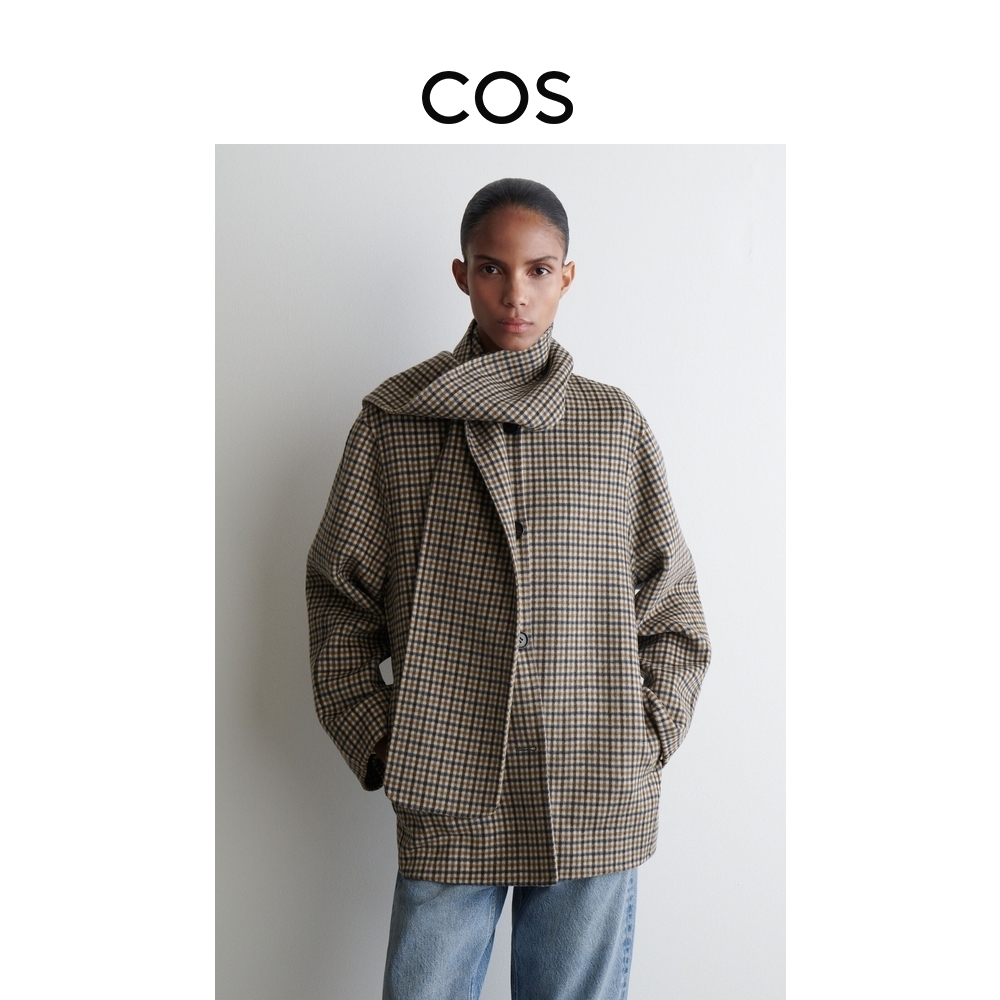 COS女装 标准版型双面呢围巾大衣外套2025秋季新品1293753003
