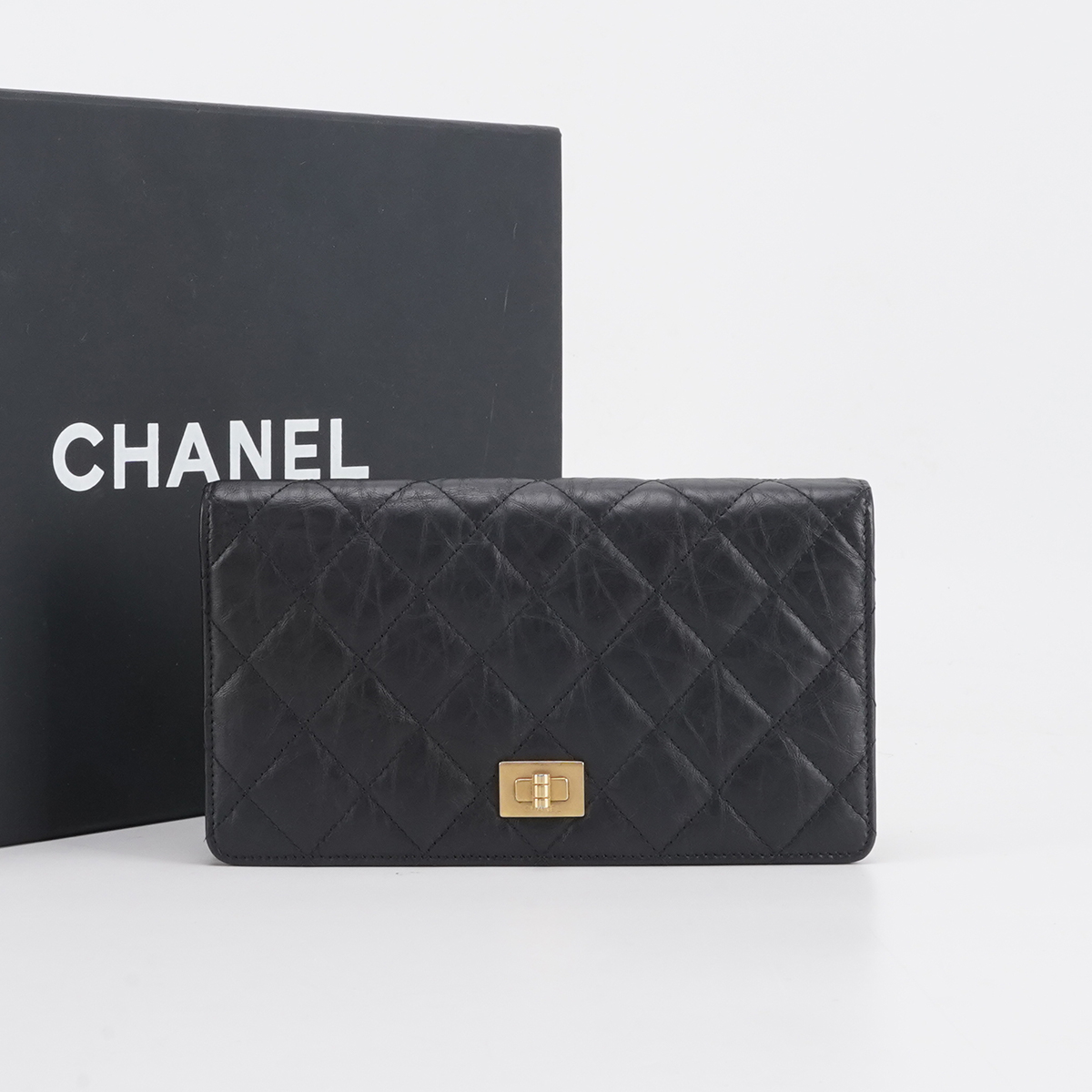 95新 Chanel/香奈儿 【诗诗】2.55 对折钱包 油蜡皮 长款 钱包