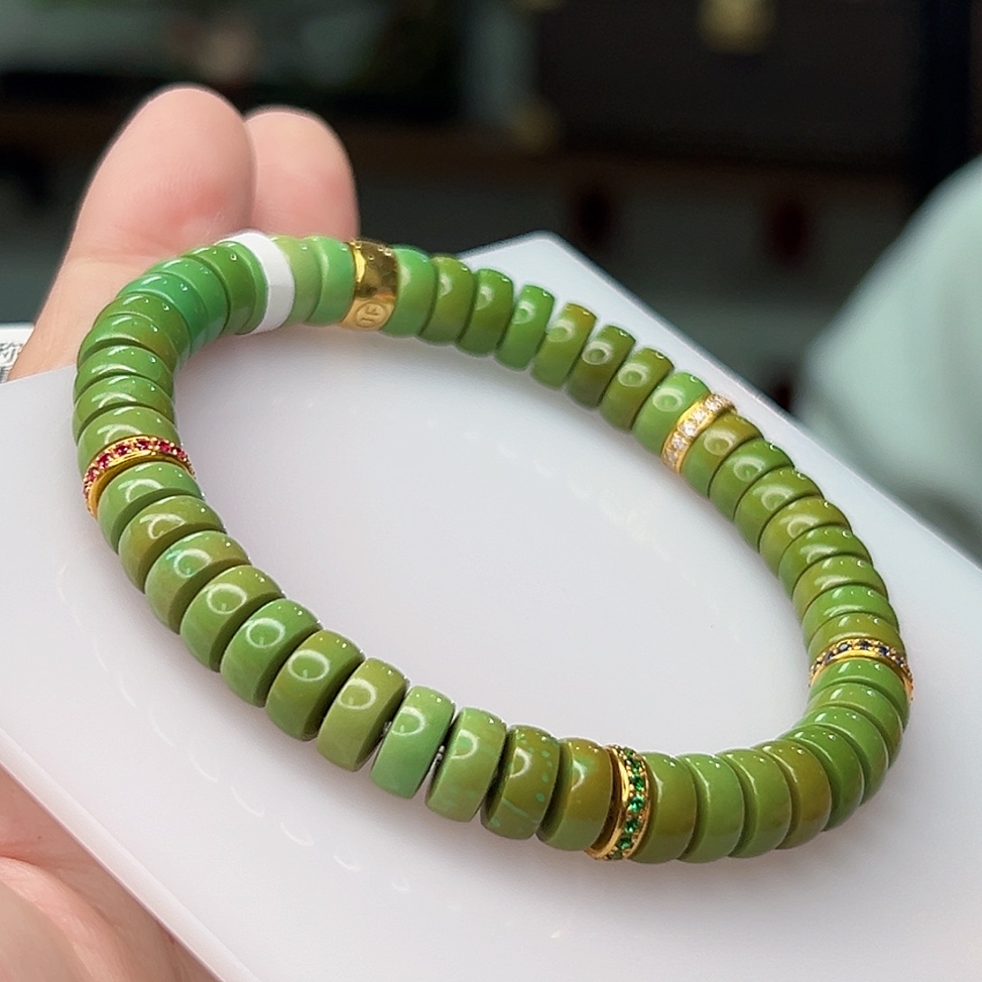 绿松石珠宝奇石18K金镶嵌尘*