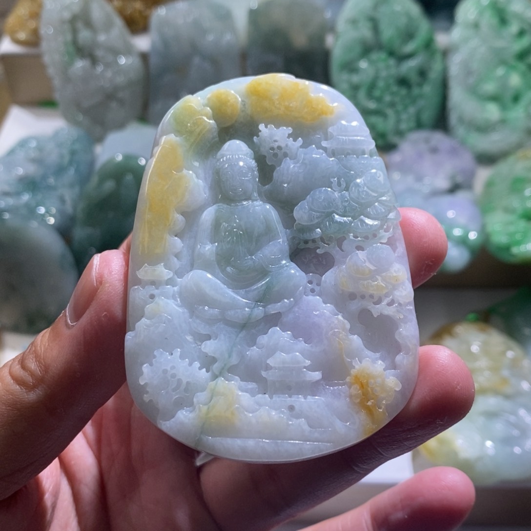 【闪购商品】翡翠颈饰未镶嵌山水观音