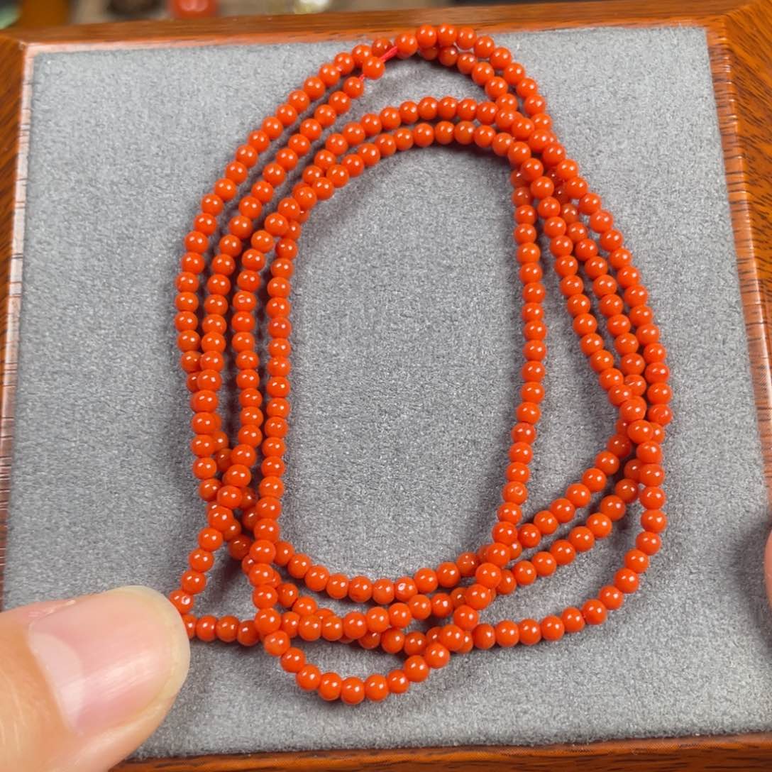 南红玛瑙卡2.5满色满肉柿子红单圈未镶嵌