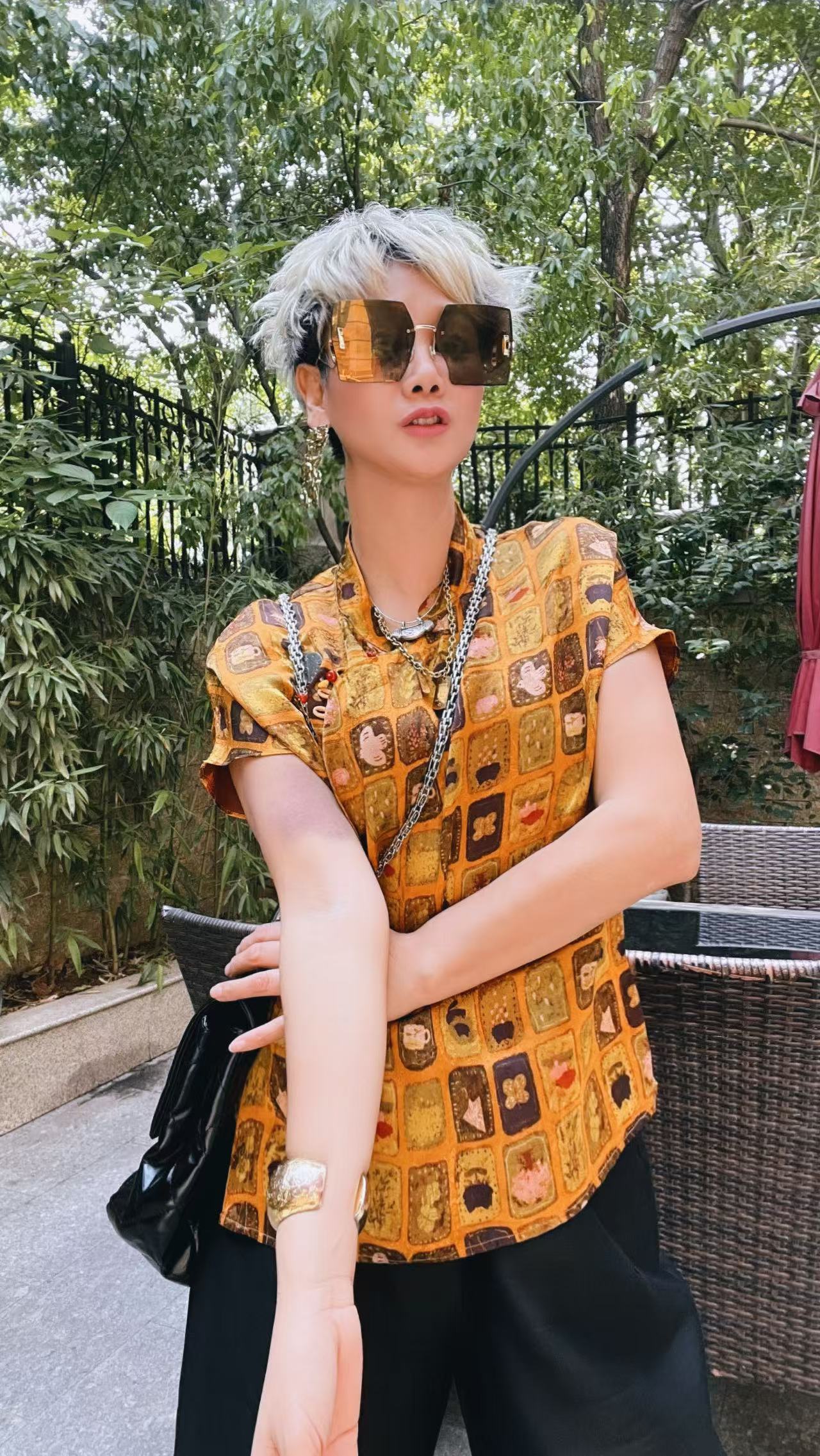 【时尚先驱】夏款欧美老钱风重磅真丝撞色衬衫