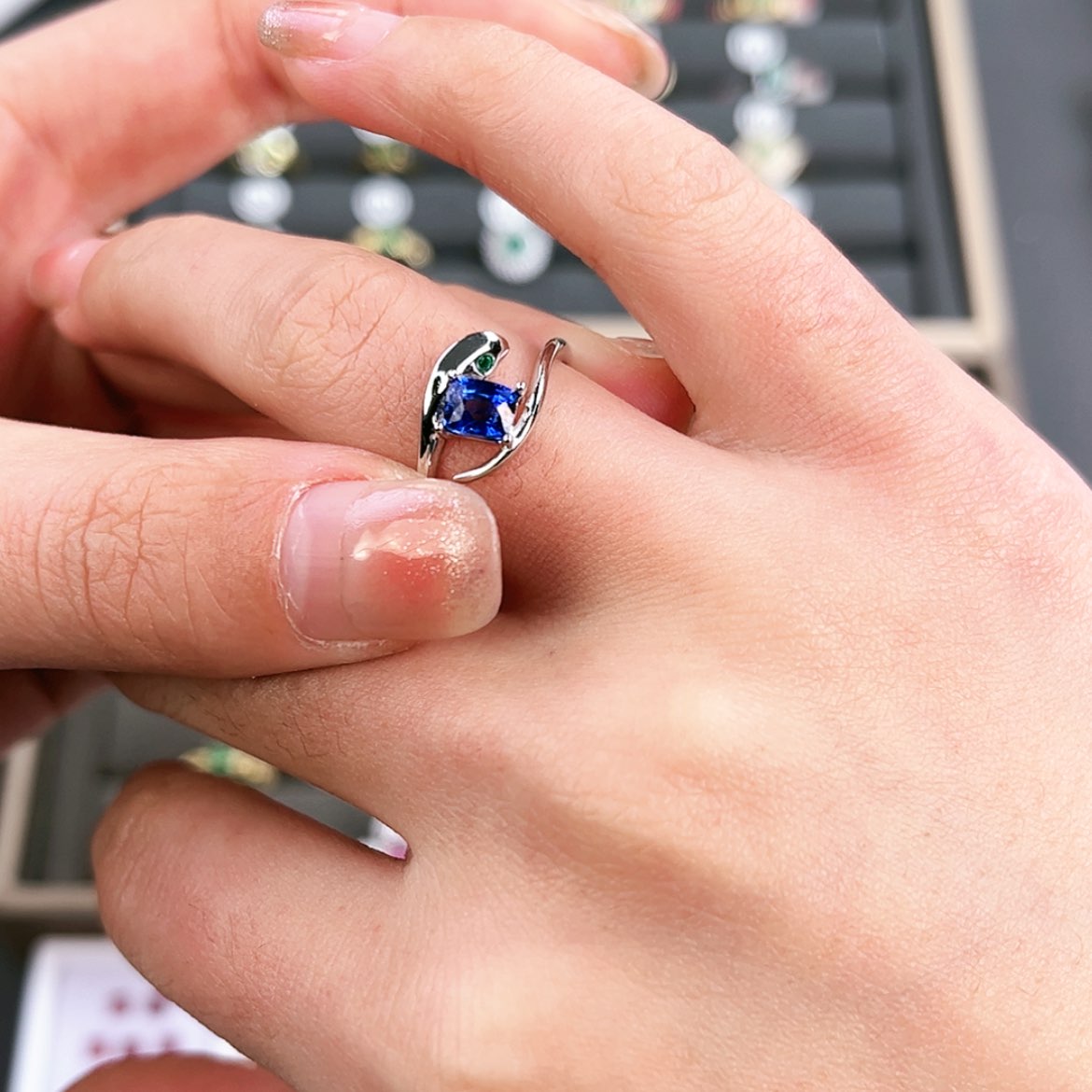 【闪购商品】蓝宝石戒指银S925镶嵌⠀***⠀X775