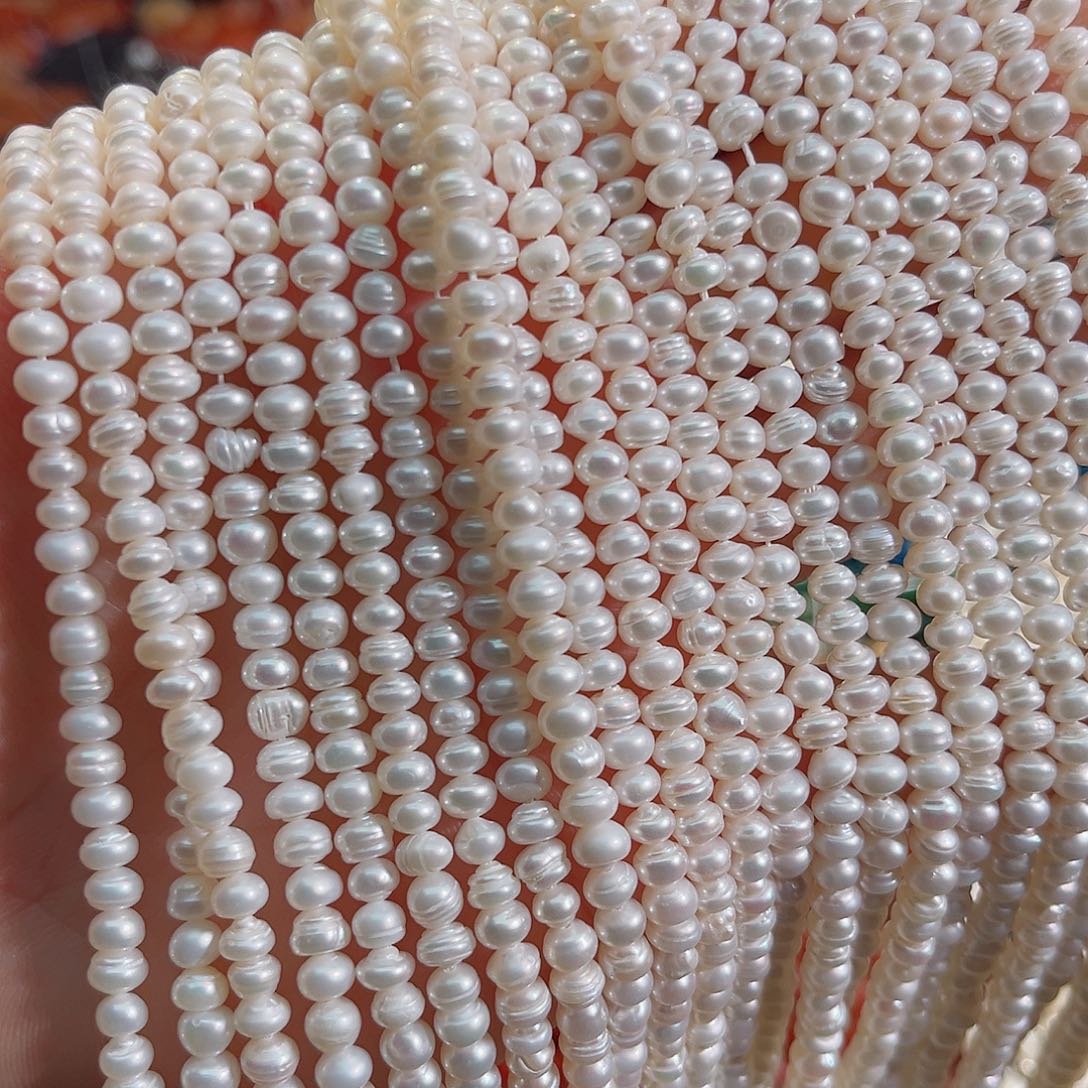 玛瑙/玉髓未镶嵌珠宝半成品淡水馒头珍珠一条5mm