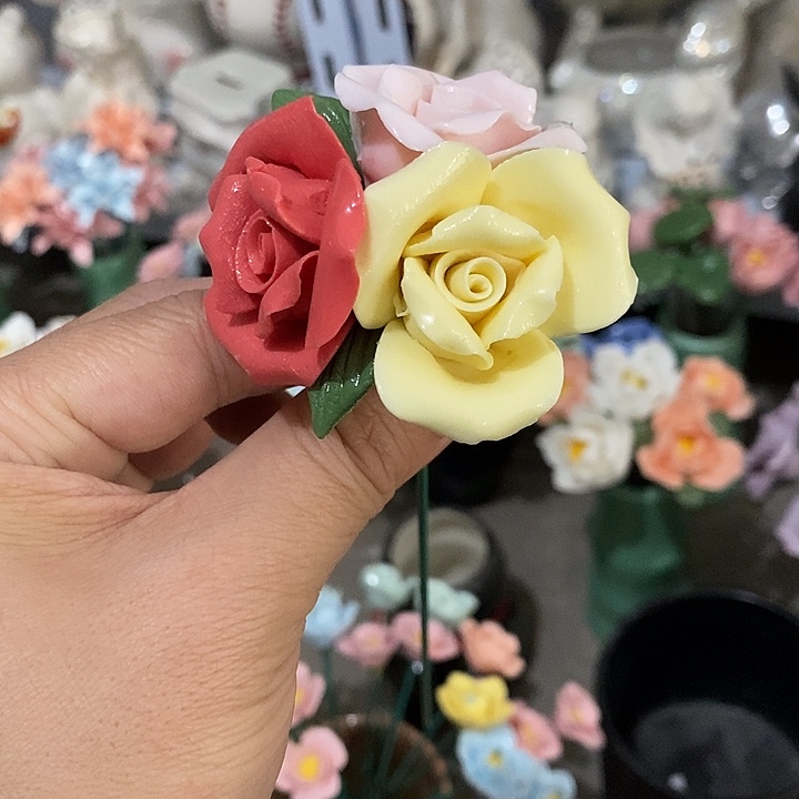 瓷片纯手工陶瓷花摆件1